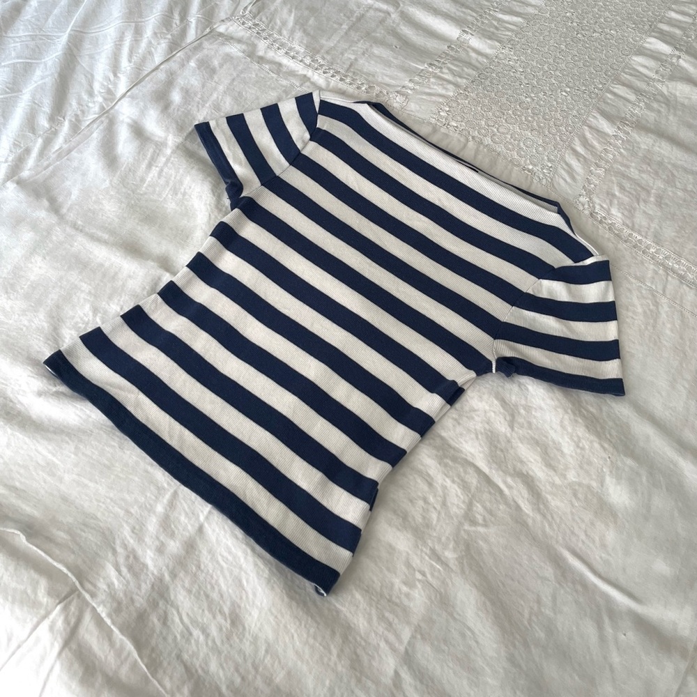 J. Crew striped ribbed boatneck top